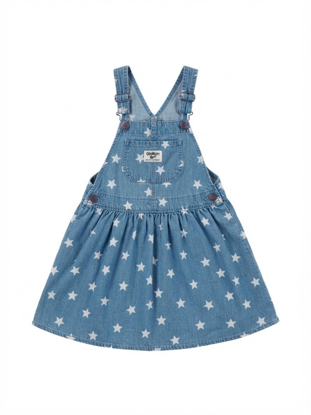 OshKosh B'gosh Denim Star Print Overalls Jumper Dress 5T
